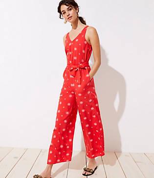 Loft Daisy Tie Waist Wide Leg Jumpsuit