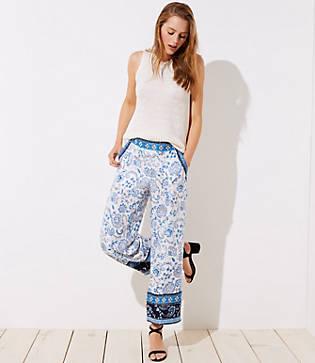 Loft Border Floral Wide Leg Pants