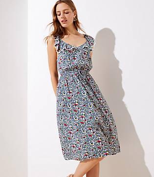 Loft Beach Garden Flutter Neck Dress