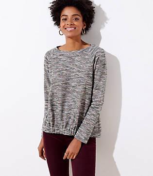 Loft Rainbow Boucle Gathered Hem Sweatshirt