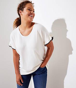Loft Plus Tipped Ruffle Cuff Sweater