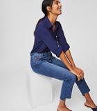 Loft Modern Heartbreaker Step Hem Straight Leg Jeans In Original Mid Stonewash