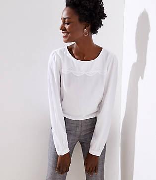 Loft Embroidered Cutout Back Blouse