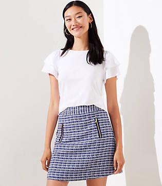 Loft Tweed Zip Pocket Shift Skirt