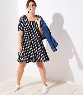 Loft Plus Leafed Short Sleeve Swing Dress