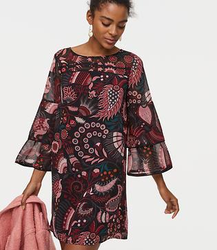 Loft Masquerade Tiered Sleeve Dress