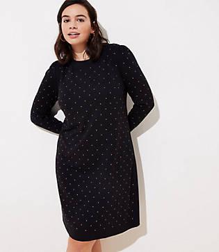 Loft Plus Studded Doubleface Shift Dress