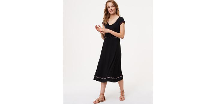 Loft Embroidered Midi Dress
