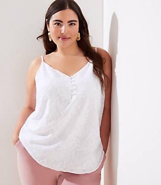 Loft Plus Flower Jacquard Button Strappy Cami