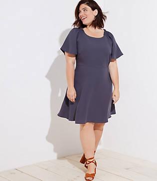 Loft Plus Smocked Flare Sleeve Dress