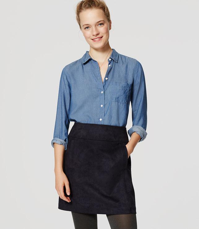 Loft Faux Suede Shift Skirt