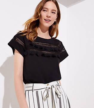 Loft Tasseled Crochet Tee