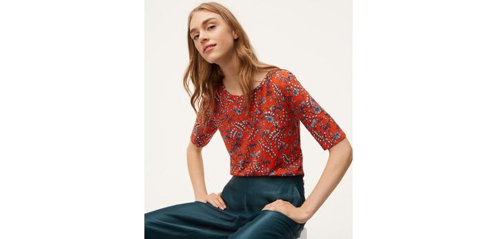 Loft Field Floral Ballet Neck Tee