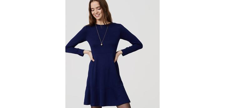 Loft Long Sleeve Flare Dress