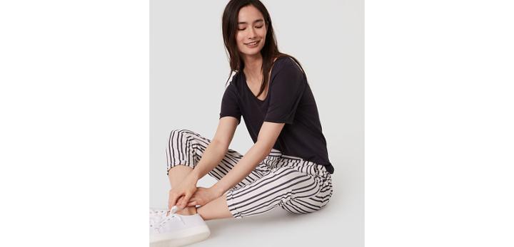 Loft Striped Cropped Skinny Chinos