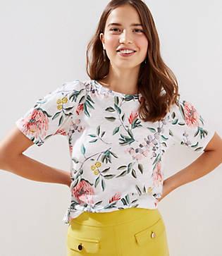 Loft Floral Puff Sleeve Vintage Soft Tee
