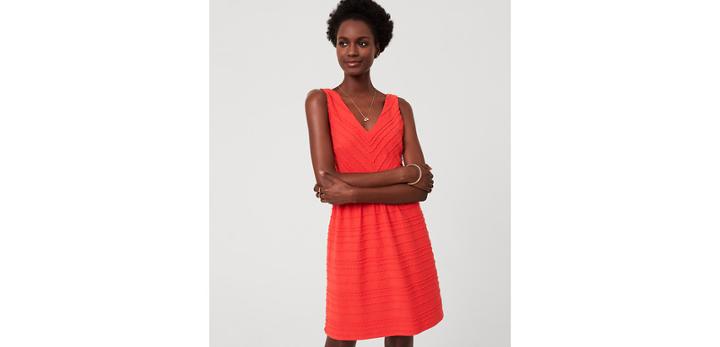 Loft Scalloped Stripe Flare Dress
