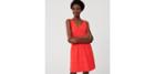 Loft Scalloped Stripe Flare Dress