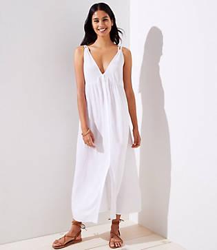 Loft Beach Strappy Button Down Maxi Dress