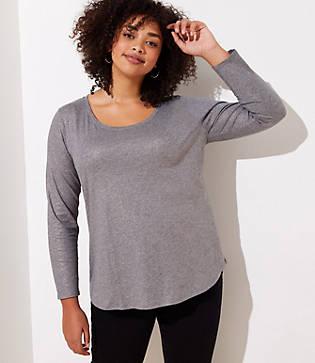 Loft Plus Foil Long Sleeve Shirttail Tee