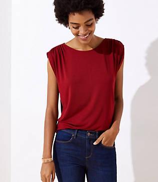 Loft Shirred Shoulder Top