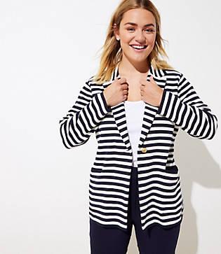 Loft Plus Striped Sweater Blazer