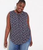 Loft Plus Daisy Mixed Media Tie Neck Shell