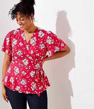 Loft Plus Floral Button Wrap Top