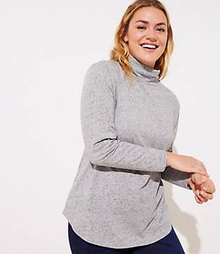 Loft Plus Heathered Shirttail Turtleneck