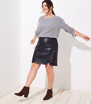 Loft Plus Faux Leather Wrap Skirt