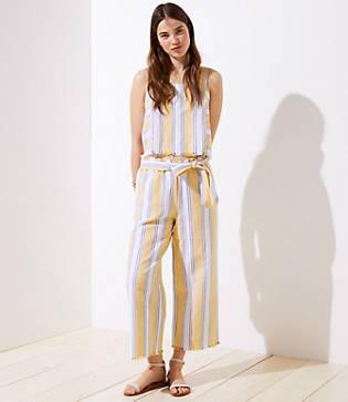 Loft Beach Tie Waist Wide Leg Crop Pants