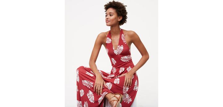 Loft Tahitian Palms Cross Neck Maxi Dress