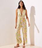 Loft Beach Floral Double V Wide Leg Jumpsuit