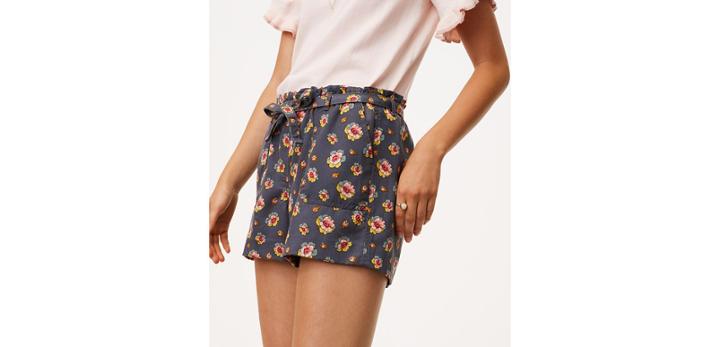 Loft Peony Tie Waist Shorts