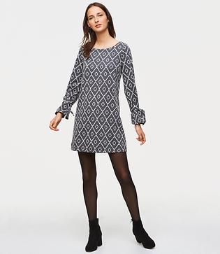 Loft Diamond Tie Cuff Shift Dress