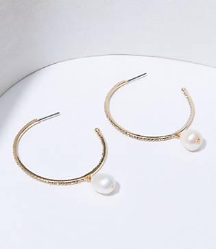 Loft Pearlized Charm Hoop Earrings