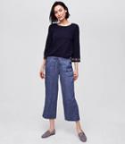 Loft Wide Leg Crop Drawstring Pants In Chambray