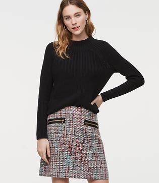 Loft Zip Pocket Tweed Skirt