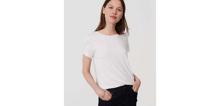 Loft Striped Mixed Media Swing Tee