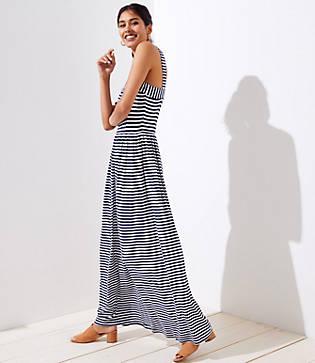 Loft Striped Strappy Maxi Dress