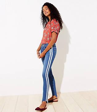 Loft Side Trim Skinny Jeans In Staple Dark Indigo Wash