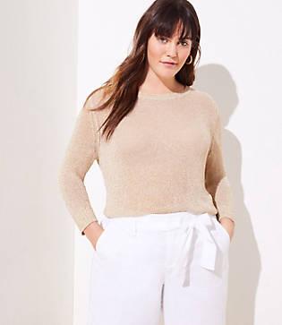 Loft Plus Sparkle Open Knit Sweater