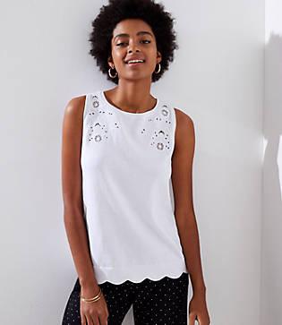 Loft Eyelet Sleeveless Sweater