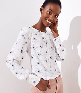 Loft Bouquet Button V Back Blouse