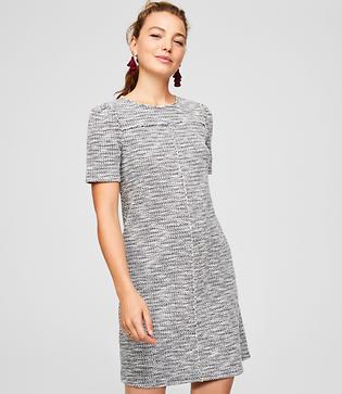 Loft Fringe Tweed Pocket Dress