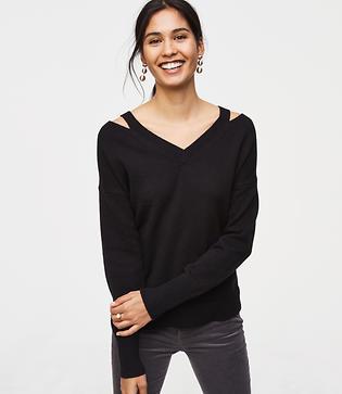Loft Cutout V-neck Sweater