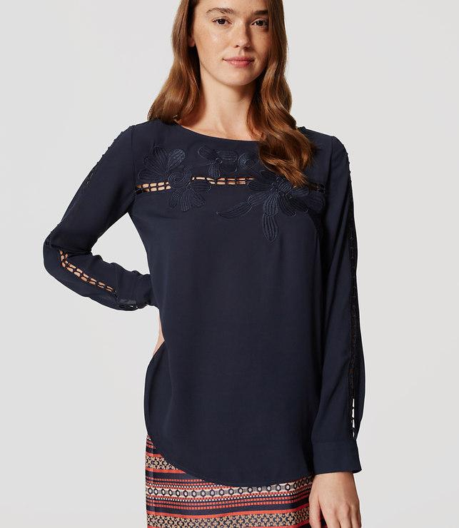 Loft Floral Embroidered Blouse