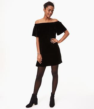 Loft Velvet Off The Shoulder Swing Dress