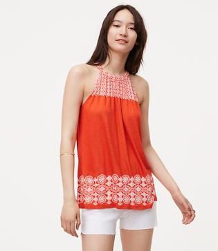 Loft Geo Border Halter Top