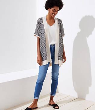 Loft Striped Dolman Open Cardigan